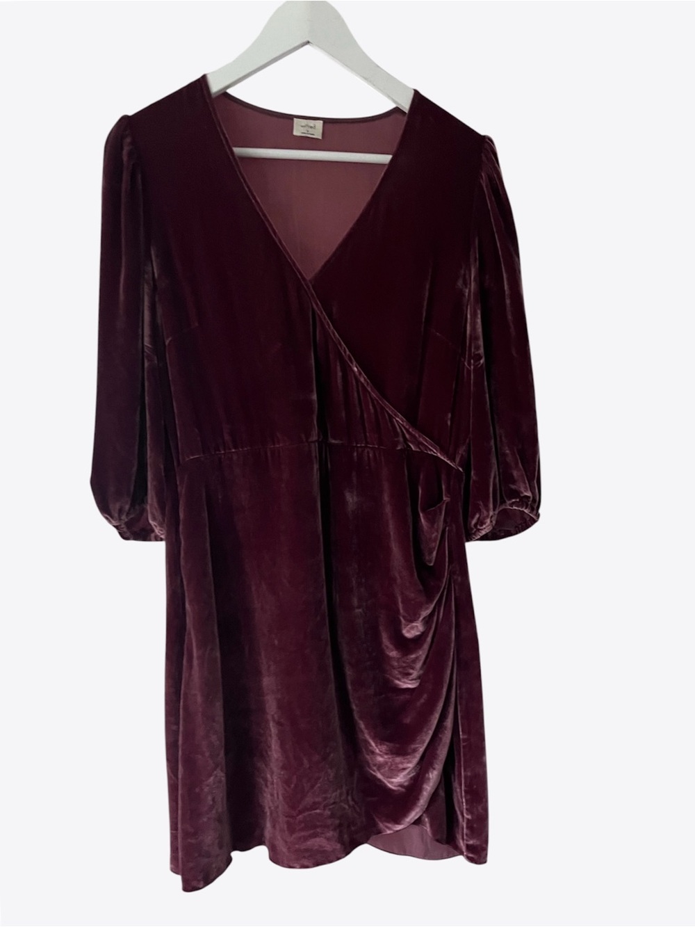 Aritzia Wilfred Velvet Wrap-Style Mini Dress Country - Picture 3 of 12